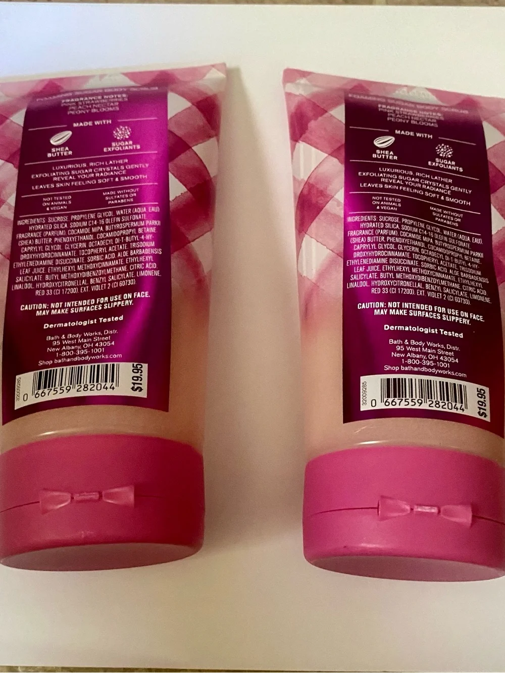 Bath & Body Works Pink Gingham Gorgeous Foaming Sugar Body Scrub - Twin Tubes